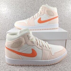 Women's Air Jordan 1 Mid Corduroy Sail Sneakers - Size 10.5 Shoes
